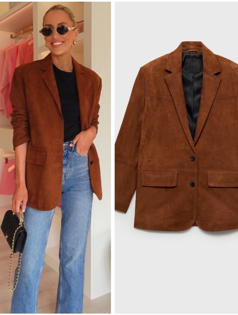 MANGO SUEDE Straight Blazer